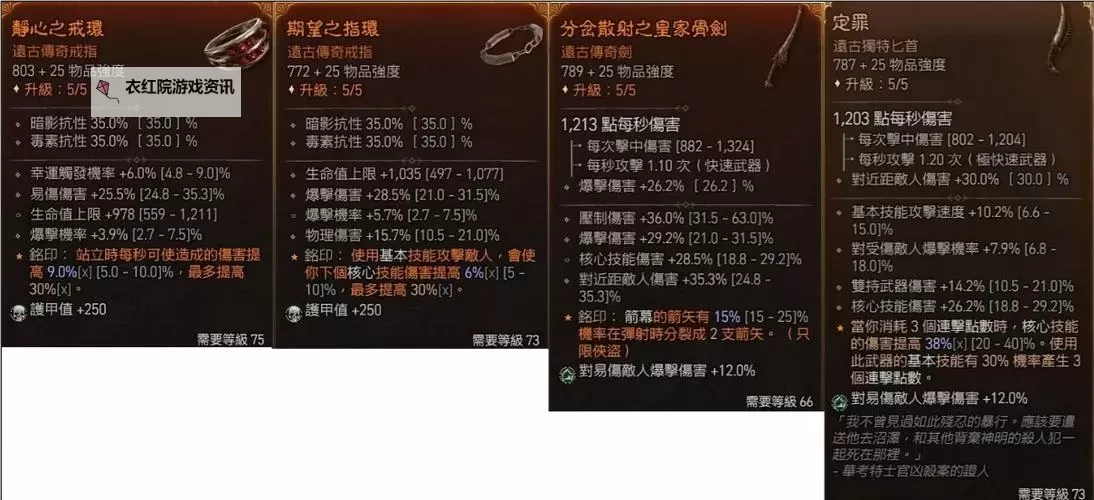 《暗黑破坏神4》近战游侠装备词条选择建议图1