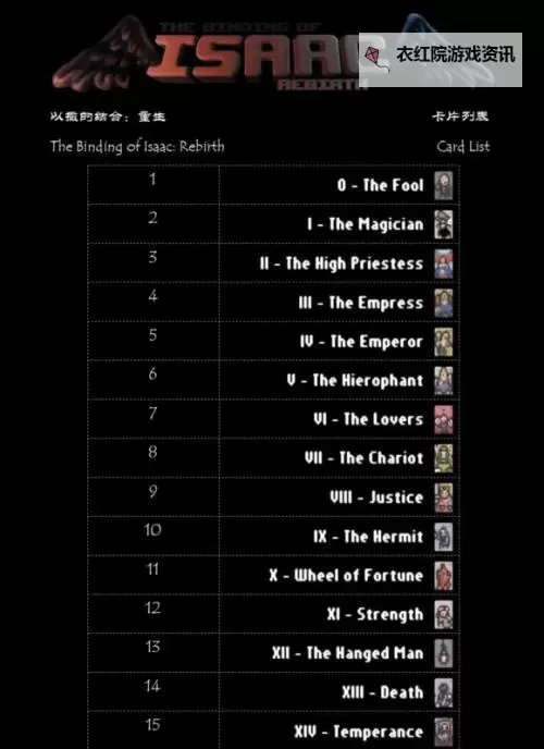 以撒的结合:重生 扑克牌与隐藏卡片效果一览图1