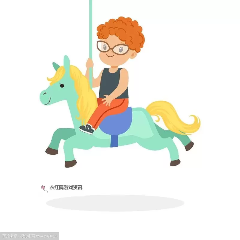 童趣时光：坐在木马凸起的木棒上飞驰的童梦图1