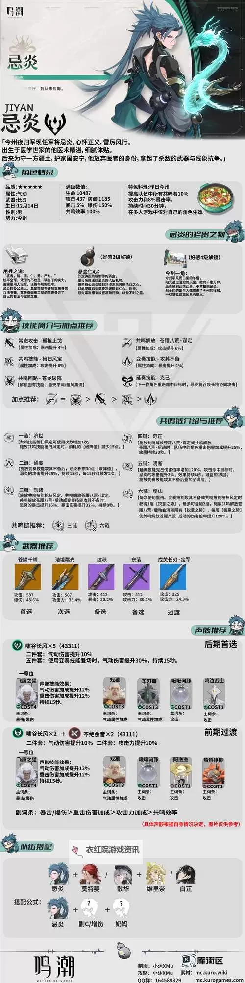 《鸣潮》五星角色培养一图流 忌炎出装与配队推荐图1